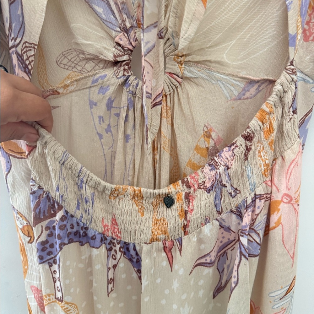 Boho Floral Animal Print Cream Maxi Dress - Lightweight Summer Wrap - Picture 7 of 11
